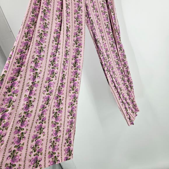 LoveShackFancy Montel Pants Pink Floral High Waist Pleated Wide Leg Size 0 - Picture 4 of 9